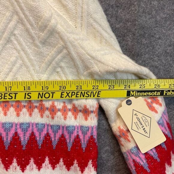 NWT ST. JOHN'S BAY Sweater Women’s XL Multicolor Fair Isle Cable Knit Pullover - Picture 8 of 16
